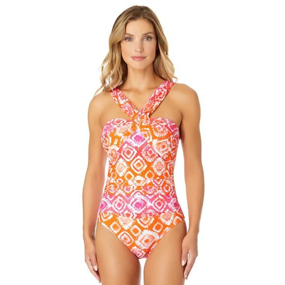 Anne Cole Tie Dye Foulard Twist Shirred One-Piece Swimsuit 8 - Picture 1 of 2